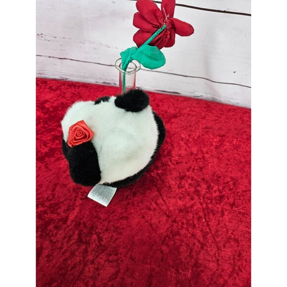 Little Panda With Red Valentine's Day Plush With Attached Vase And Flower - Picture 5 of 10